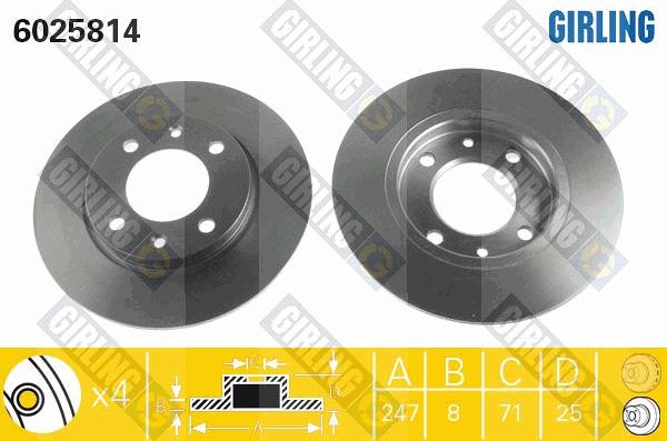 Girling 6025814 - Тормозной диск avtokuzovplus.com.ua