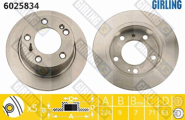 Girling 6025834 - Гальмівний диск autocars.com.ua