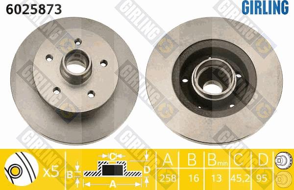 Girling 6025873 - Гальмівний диск autocars.com.ua