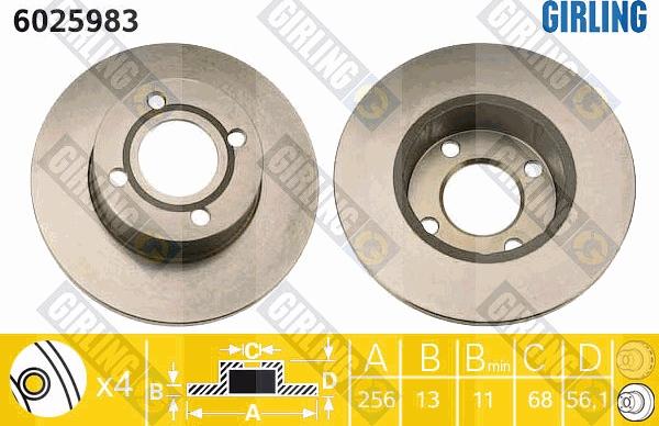 Girling 6025983 - Тормозной диск avtokuzovplus.com.ua