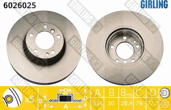 Girling 6026025 - Тормозной диск avtokuzovplus.com.ua