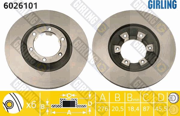 Girling 6026101 - Тормозной диск avtokuzovplus.com.ua