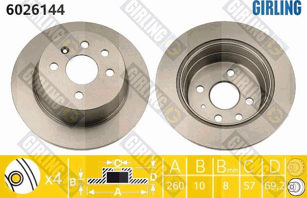 Girling 6026144 - Тормозной диск avtokuzovplus.com.ua