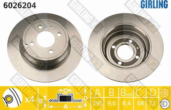 Girling 6026204 - Тормозной диск avtokuzovplus.com.ua