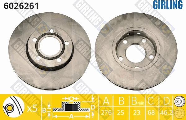 Girling 6026261 - Тормозной диск avtokuzovplus.com.ua