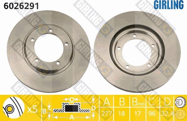 Girling 6026291 - Гальмівний диск autocars.com.ua