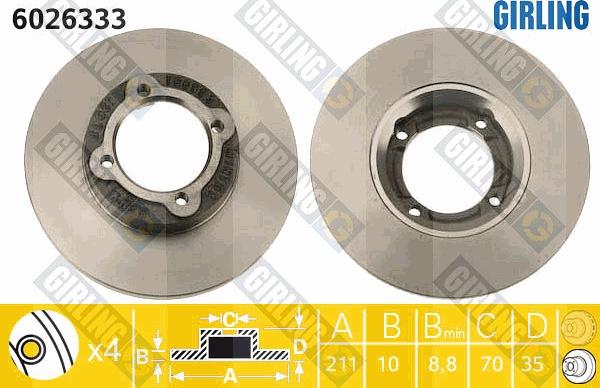 Girling 6026333 - Гальмівний диск autocars.com.ua