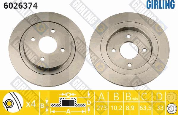 Girling 6026374 - Гальмівний диск autocars.com.ua