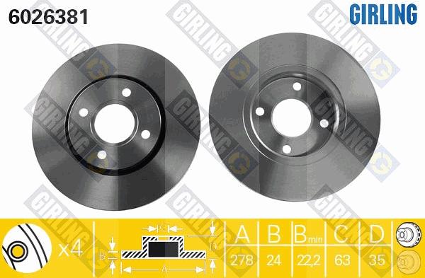 Girling 6026381 - Тормозной диск avtokuzovplus.com.ua