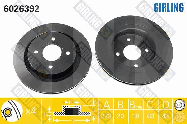 Girling 6026392 - Гальмівний диск autocars.com.ua