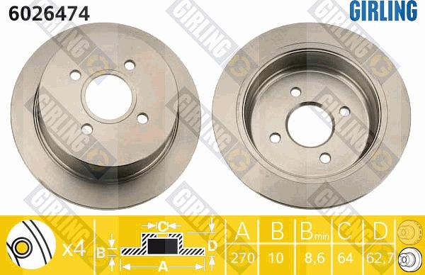 Girling 6026474 - Тормозной диск avtokuzovplus.com.ua