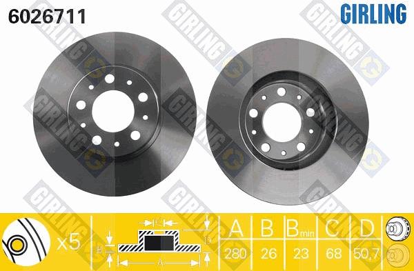 Girling 6026711 - Гальмівний диск autocars.com.ua