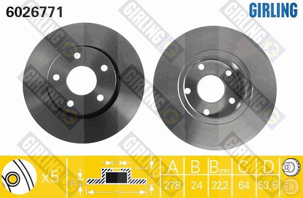 Girling 6026771 - Гальмівний диск autocars.com.ua