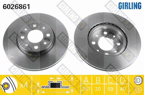 Girling 6026861 - Гальмівний диск autocars.com.ua