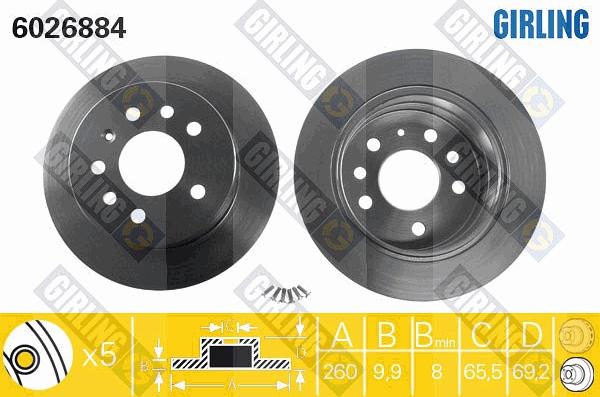 Girling 6026884 - Гальмівний диск autocars.com.ua