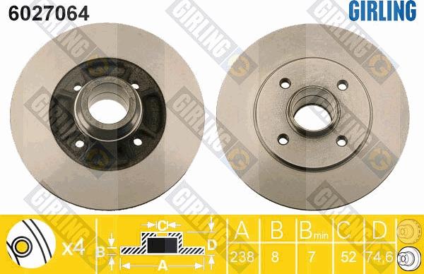 Girling 6027064 - Тормозной диск avtokuzovplus.com.ua