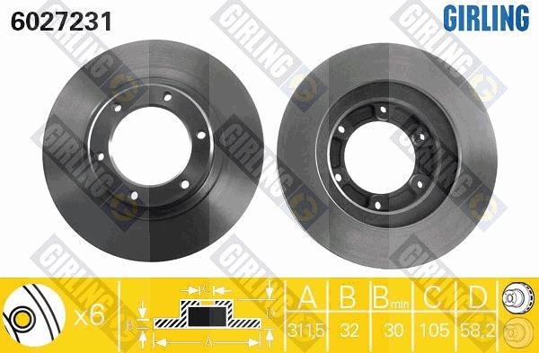 Girling 6027231 - Гальмівний диск autocars.com.ua