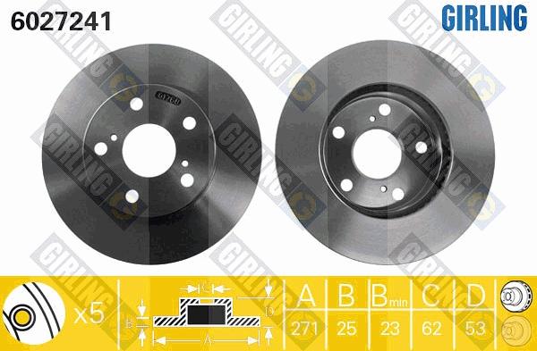 Girling 6027241 - Гальмівний диск autocars.com.ua