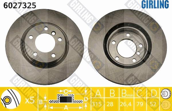 Girling 6027325 - Гальмівний диск autocars.com.ua