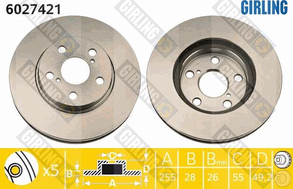 Girling 6027421 - Гальмівний диск autocars.com.ua