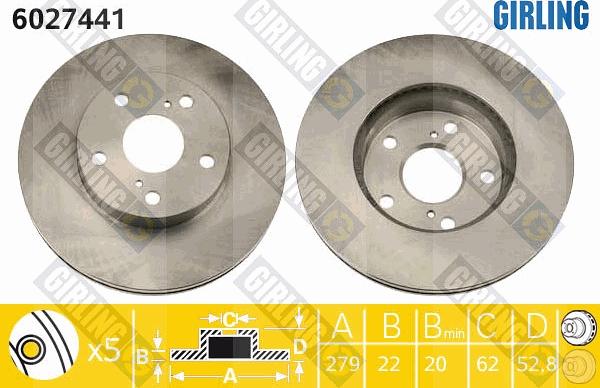 Girling 6027441 - Гальмівний диск autocars.com.ua