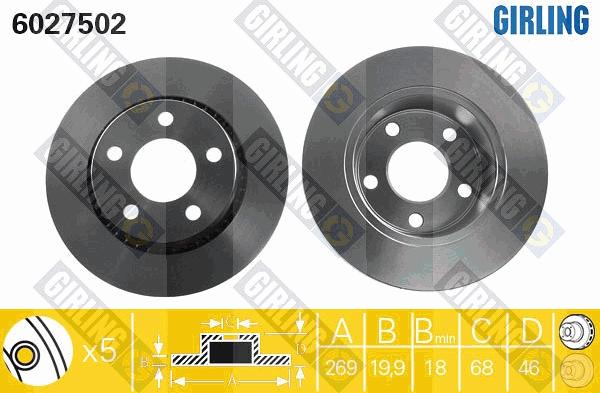 Girling 6027502 - Тормозной диск avtokuzovplus.com.ua