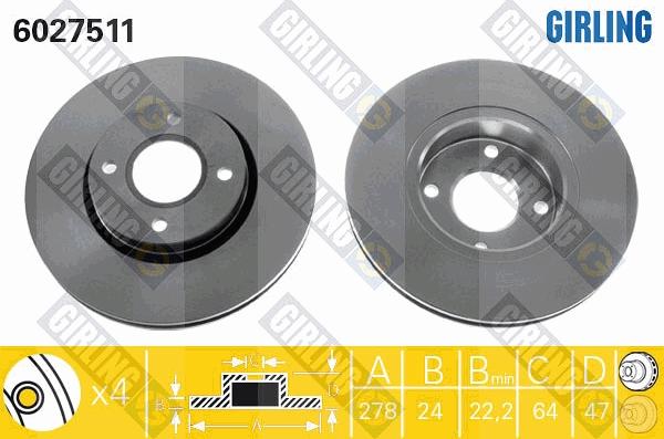 Girling 6027511 - Гальмівний диск autocars.com.ua