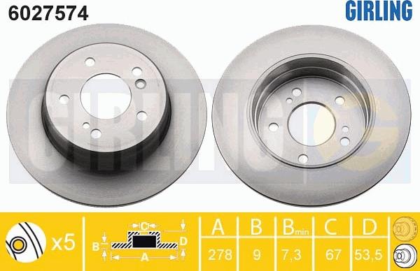 Girling 6027574 - Гальмівний диск autocars.com.ua