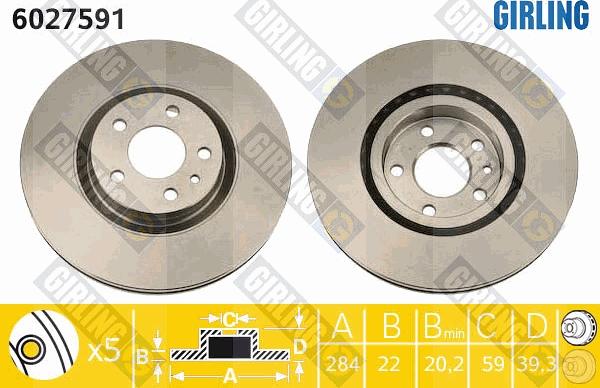 Girling 6027591 - Тормозной диск avtokuzovplus.com.ua