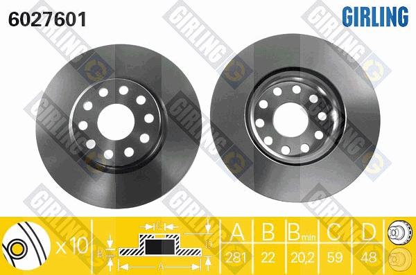 Girling 6027601 - Гальмівний диск autocars.com.ua