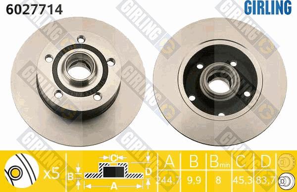 Girling 6027714 - Тормозной диск avtokuzovplus.com.ua