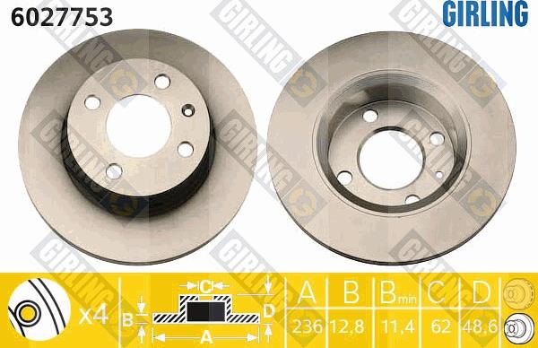 Girling 6027753 - Тормозной диск avtokuzovplus.com.ua