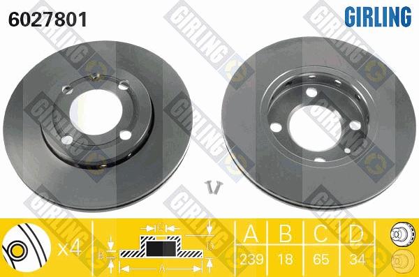 Girling 6027801 - Гальмівний диск autocars.com.ua