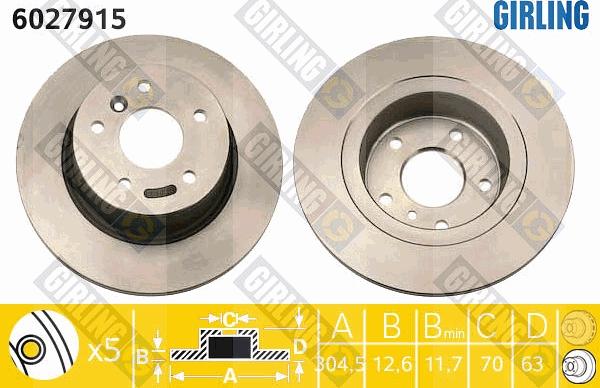 Girling 6027915 - Гальмівний диск autocars.com.ua