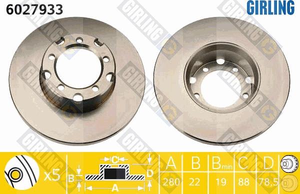 Girling 6027933 - Гальмівний диск autocars.com.ua