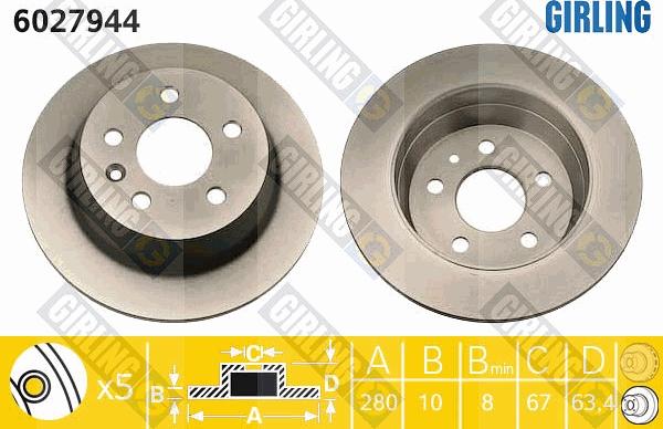 Girling 6027944 - Тормозной диск avtokuzovplus.com.ua