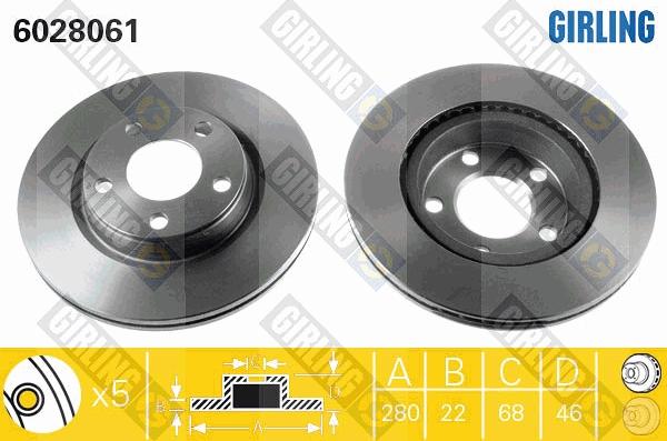 Girling 6028061 - Тормозной диск avtokuzovplus.com.ua