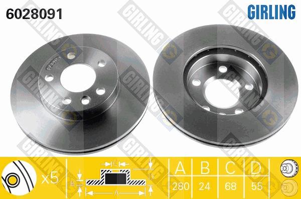 Girling 6028091 - Тормозной диск autodnr.net