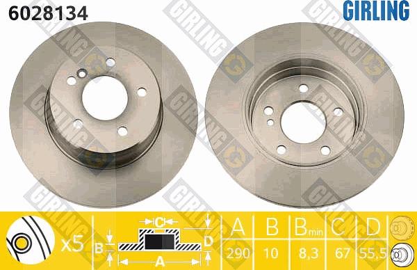 Girling 6028134 - Тормозной диск avtokuzovplus.com.ua