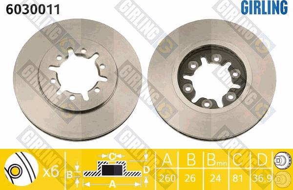 Girling 6030011 - Тормозной диск avtokuzovplus.com.ua