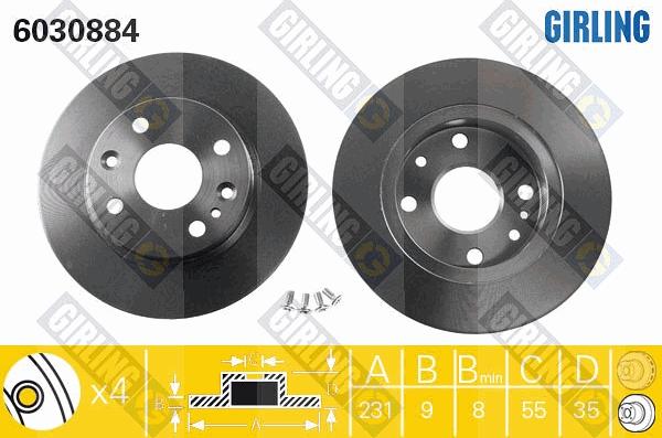 Girling 6030884 - Гальмівний диск autocars.com.ua