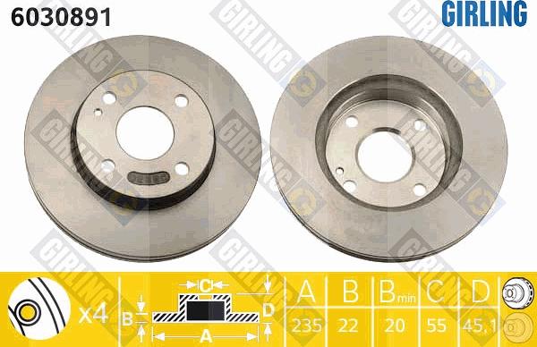 Girling 6030891 - Тормозной диск avtokuzovplus.com.ua