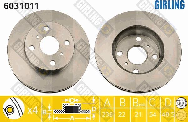 Girling 6031011 - Гальмівний диск autocars.com.ua