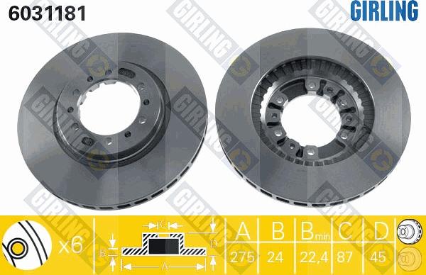 Girling 6031181 - Тормозной диск avtokuzovplus.com.ua