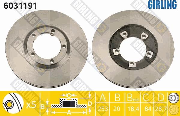 Girling 6031191 - Тормозной диск avtokuzovplus.com.ua