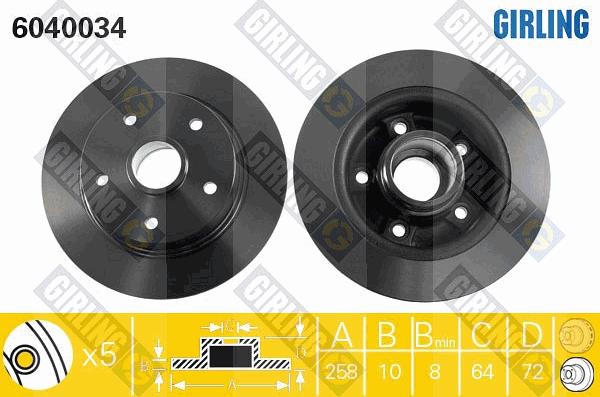 Girling 6040034 - Гальмівний диск autocars.com.ua