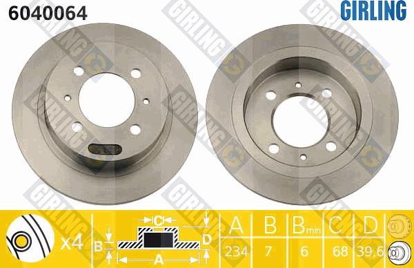 Girling 6040064 - Гальмівний диск autocars.com.ua