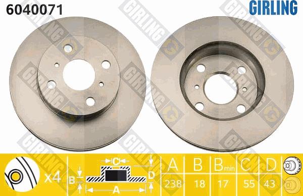 Girling 6040071 - Тормозной диск avtokuzovplus.com.ua