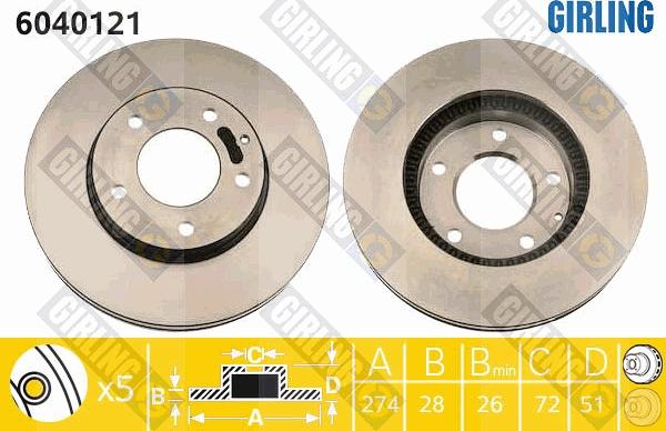 Girling 6040121 - Гальмівний диск autocars.com.ua