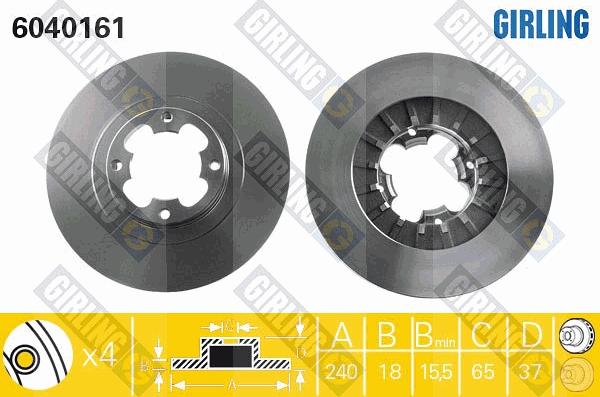 Girling 6040161 - Тормозной диск avtokuzovplus.com.ua